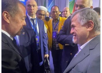 دیدار صمیمانه دبیرکل حزب موتلفه اسلامی با دیمیتری مدودف، معاون شورای امنیت روسیه و دبیرکل حزب روسیه متحد